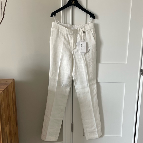 HELMUT LANG Slim-fit trousers in natural white NWT Size 2 - Picture 7 of 9